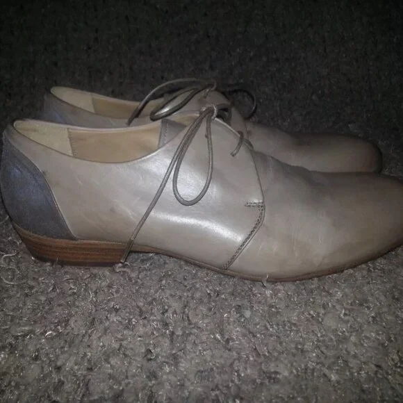 PANTANETTI-Lace Up Loafers-Taupe/Tan W/Metallic Detail-Size 35-Excellent - Picture 4 of 7